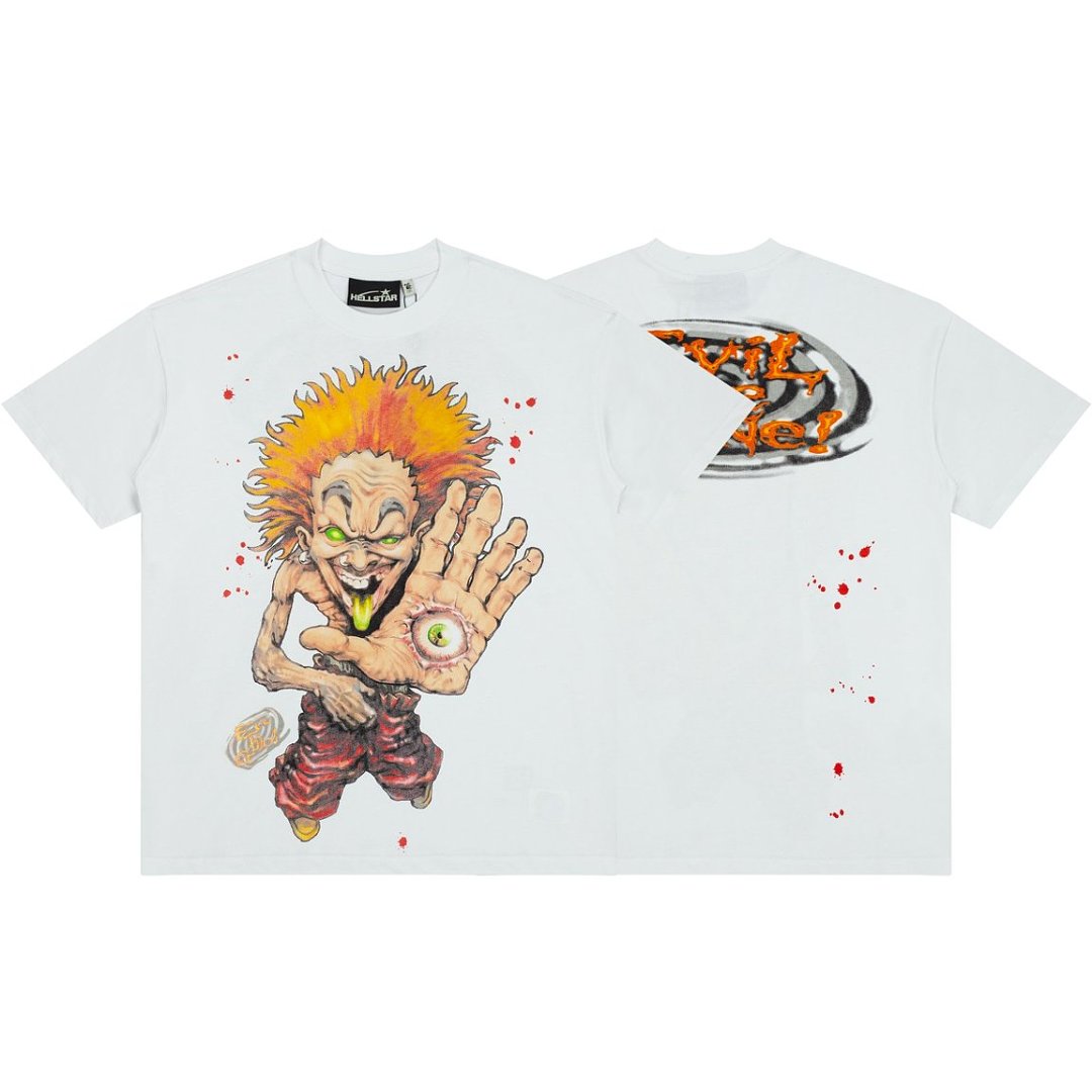 Distressed Retro Comic Figure Print Short‑Sleeve Loose‑Fit Men’s Street Tee