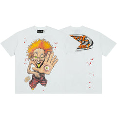 Distressed Retro Comic Figure Print Short‑Sleeve Loose‑Fit Men’s Street Tee
