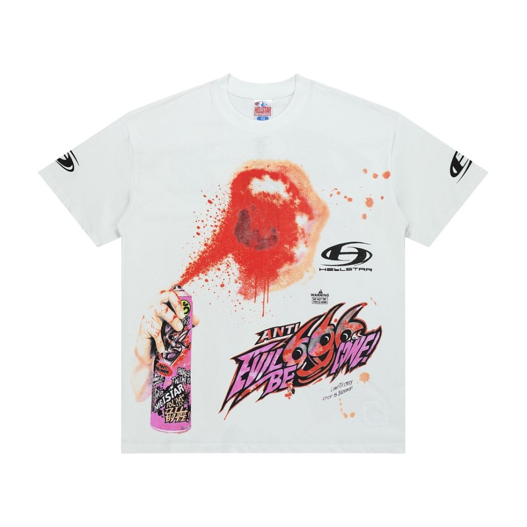 White Dual‑Sided Abstract Splash Graphic Oversized Street‑Wear T‑Shirt