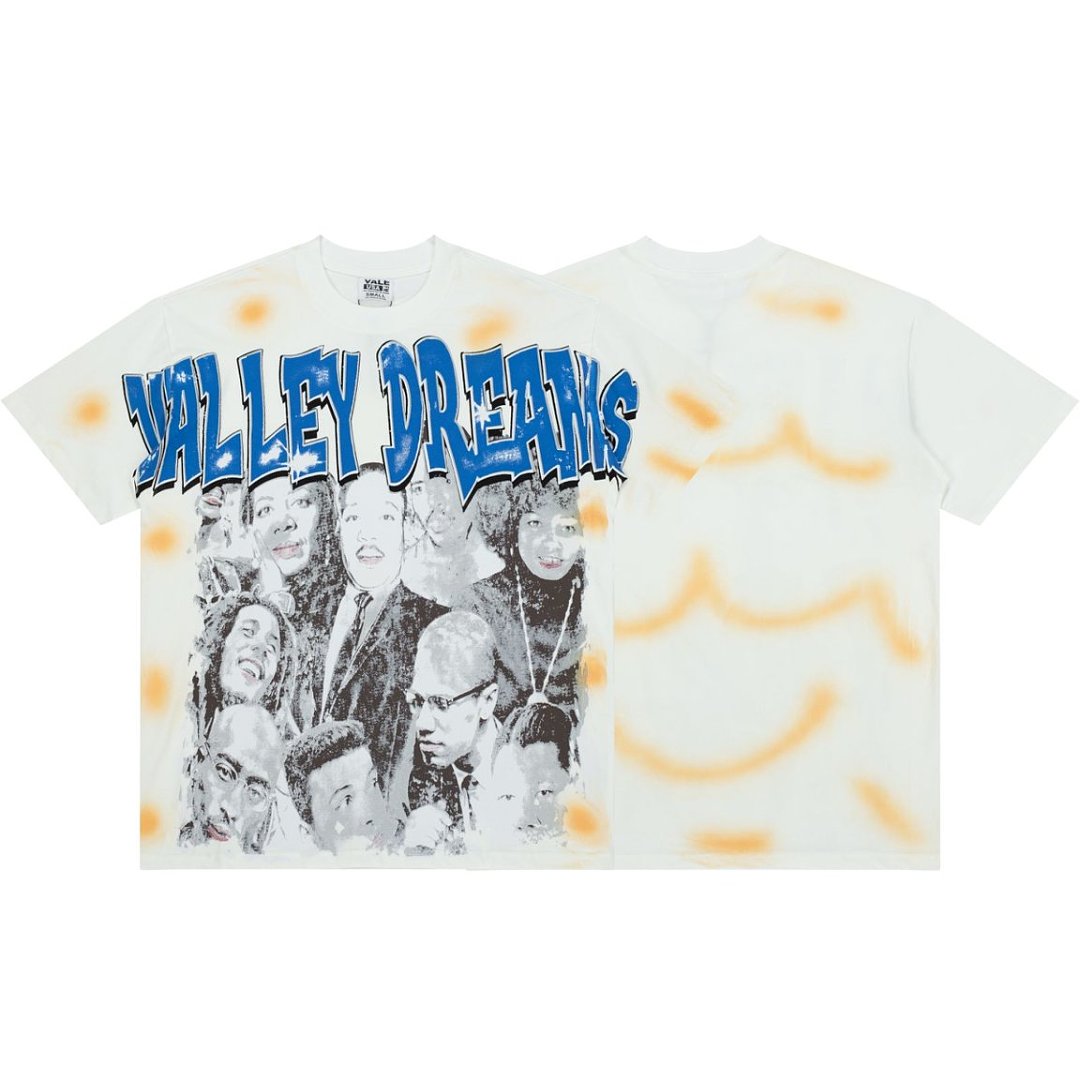 Retro Tie‑Dye Valley Dreams Portrait Graphic Tee Oversized Underground Streetwear T‑Shirt