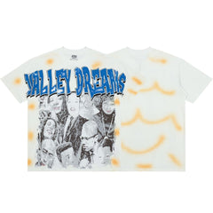 Retro Tie‑Dye Valley Dreams Portrait Graphic Tee Oversized Underground Streetwear T‑Shirt