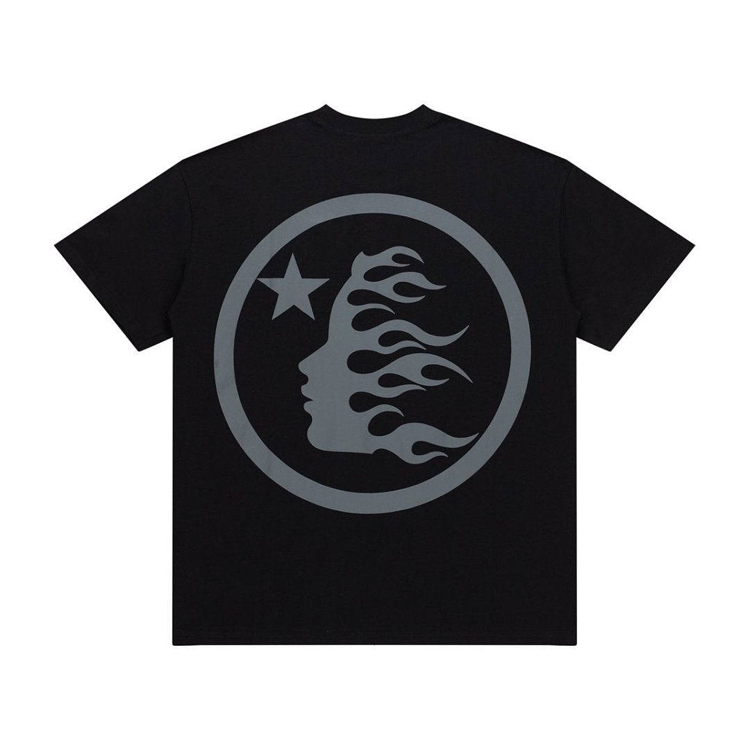 Minimal Black Grey Double‑Sided Logo Symbol Casual Oversized T‑Shirt