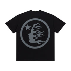 Minimal Black Grey Double‑Sided Logo Symbol Casual Oversized T‑Shirt